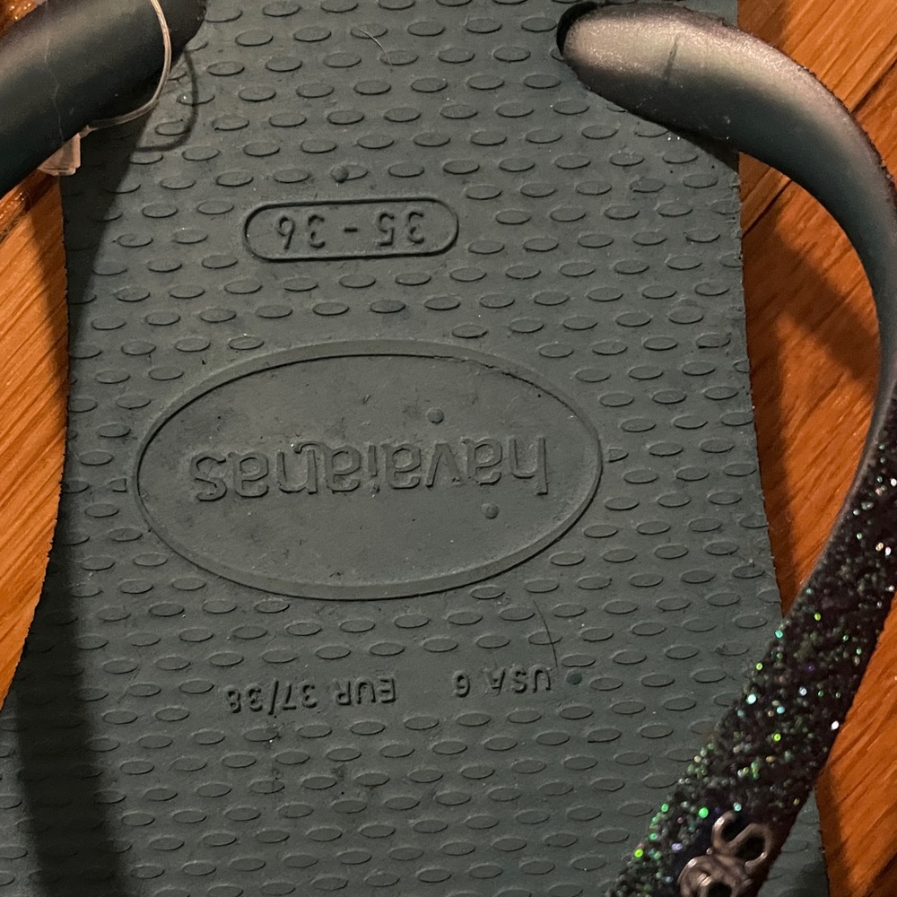 Havaianas Teal and Glitter Flip Flops - Picture 3 of 4